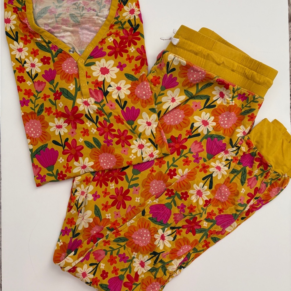 Little Sleepies Yellow and Pink Floral Pajamas